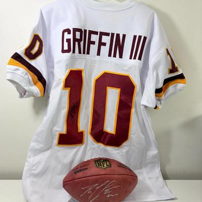 Signed Washington Redskins RGIII Robert Griffin III Jersey & Football- No COA