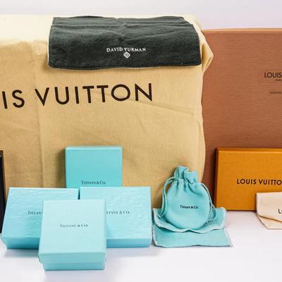 Louis Vuitton, Chanel, Tiffany Designer Boxes, Pouches Dust Covers