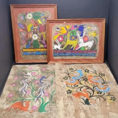 Mexican Folk Art Amate Bark Paintings (4)