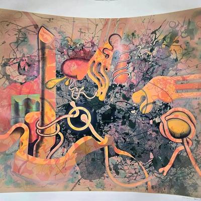 Yankel Ginzburg Signed & Numbered Abstract Print - 40x47”
