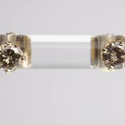 14K Gold Diamond Solitaire Earrings - .30 TCW