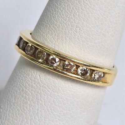 14K Gold Channel Set Diamond Band - Ring Size 6.5