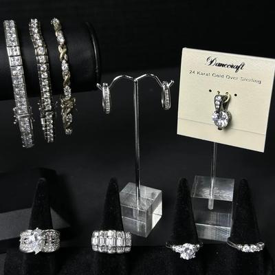 Sterling Silver Cubic Zirconia & Rhinestone Jewelry
