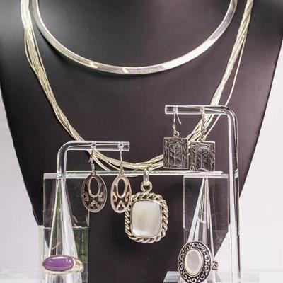 Sterling Silver Mother of Pearl, Purple Jadeite, More Jewelry 