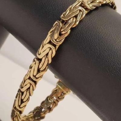 14K Gold Byzantine Style 7.8mm Bracelet with Toggle Clasp -7.75"