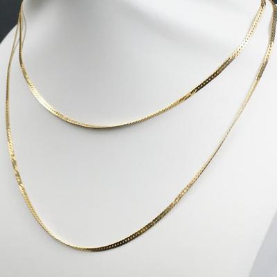 14K Gold 2.6mm Herringbone Chain Necklace - 31"