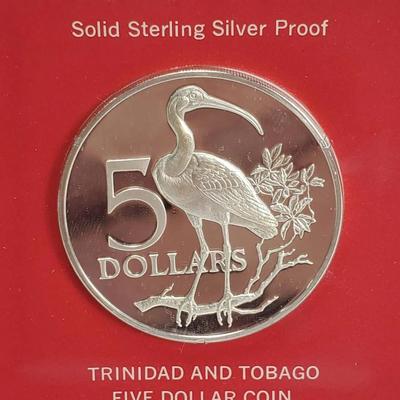 Sterling Silver Proof Trinidad And Tabago 1975 $5 Coin - Uncirculated