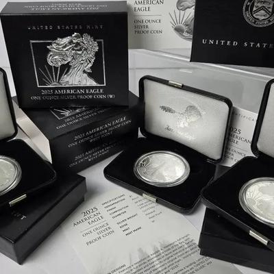 2025 W American Eagle 99.9% Silver Proof Coins (3)