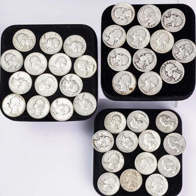 90% Silver Washington Quarters - Circulated, $9.75 Face Value