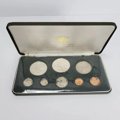 Trinidad And Tobago Proof Set With 2 Sterling Silver Coins - 1974