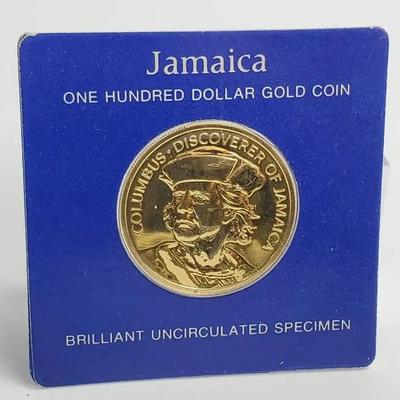 90% Gold 1975 Jamaica $100 Coin