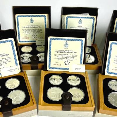 Sterling Silver 1976 Montreal Olympic Coin Proof Sets (7) - 28 Total Coins, Series I-VII In Boxes #1