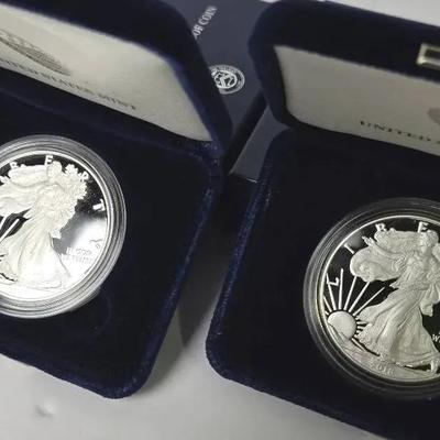 2018 W American Eagle 99.9% Silver Proof Coins (2)