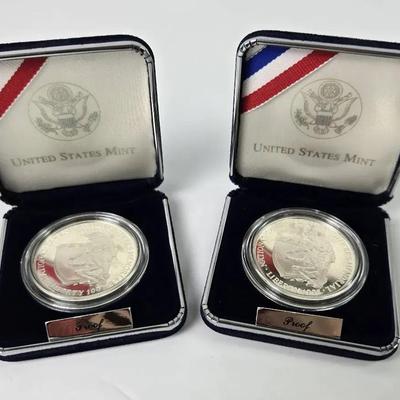 90% Silver Proof Dollar Coins (2): National Law Enforcement Officers Memorial 1997