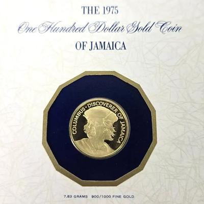 .900 Gold 1975 Jamaica $100 Coin With COA