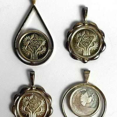 935 Silver Israel State Medal Pendants (4)