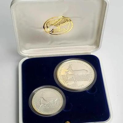 925 Silver Israeli Coins (2)  - Holy Land Wildlife 2 Sheqel Proof & 1 Sheqel BU Coins