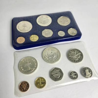 Barbados 1974 Proof Sets (2) With Sterling & 800 Silver Coins
