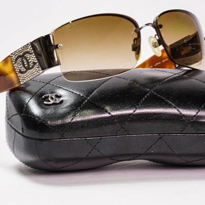 Authentic Chanel Half-Rim Sunglasses with Case 