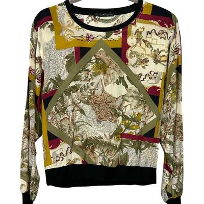 Salvatore Ferragamo Made in Italy Silk Botanical Animal Print Top – Size M