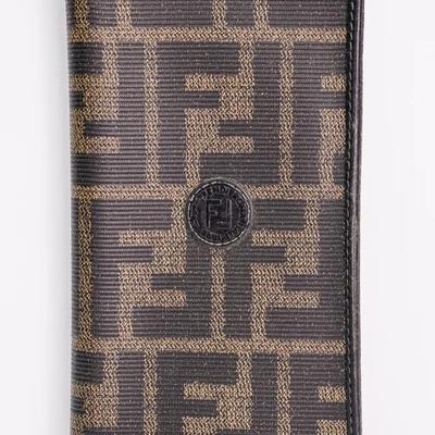 Authentic Fendi Zucca Leather Checkbook Holder Wallet