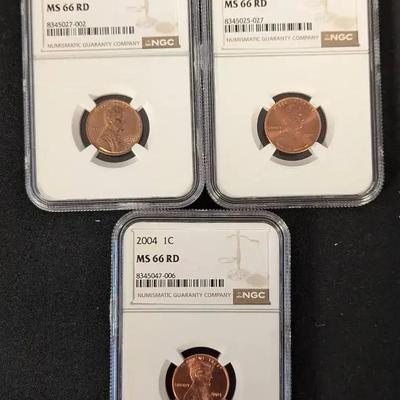 3 NGC Graded Lincoln Cents