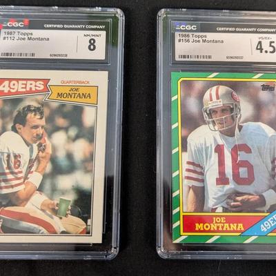 1986 & 1987 Joe Montana Football Cards, CGC Graded