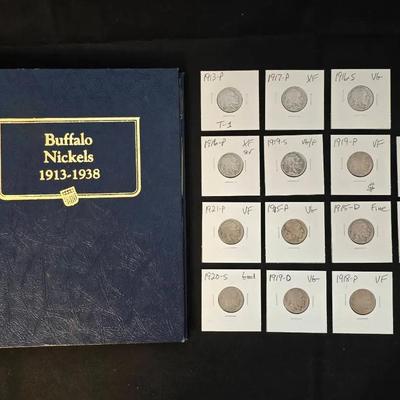 Buffalo Nickels Set with 37 Coins, Key Dates 