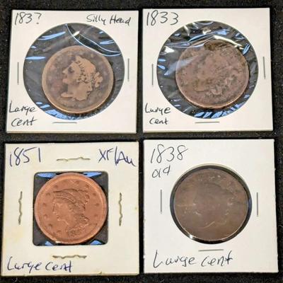 4 Large US Cents 