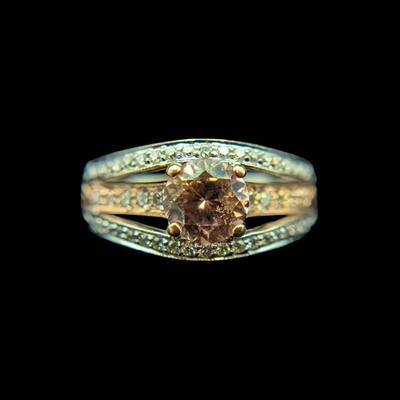 14K Two Tone Gold Zircon & Diamond Ring, NAGL #1226103