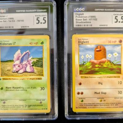 2 CGC Graded Pokémon Cards, 1999 Base Set 