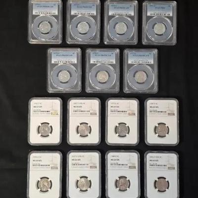 8 NGC Graded Jefferson Nickels with Full Steps and 7 PCGS Proof Jefferson Nickels 