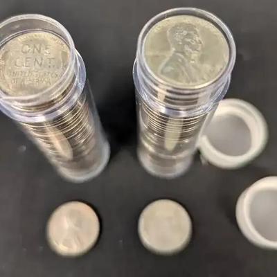 2 Rolls of 100 Steel Wheat Cents