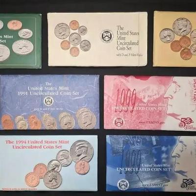1990, 91, 92, 93, 94 and 1999 P&D Complete US Mint Sets, All Original