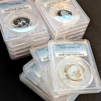 14 Proof PCGS Graded Washington Quarters
