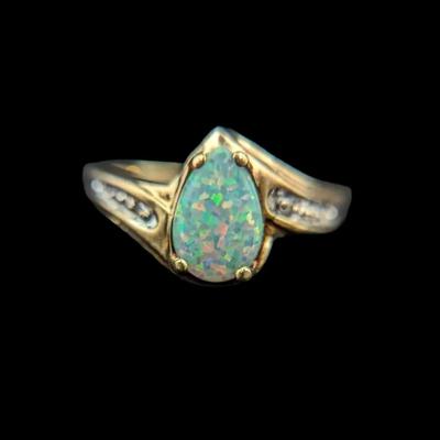 10K Yellow Gold Opal & Diamond Ring, NAGL #1103815
