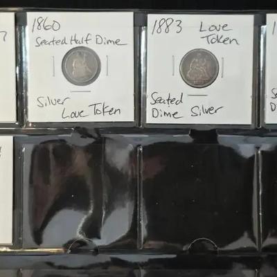 Group of 5 Silver Coins Made Into "Love Tokens"