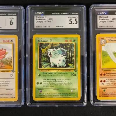 3 CGC Graded, 1999 Jungle Pokémon Cards