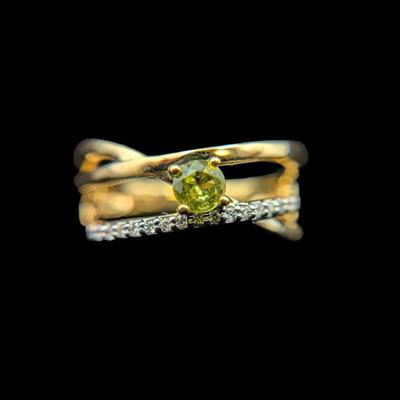 14K Yellow Gold Peridot & Diamond Ring, NAGL #1226092
