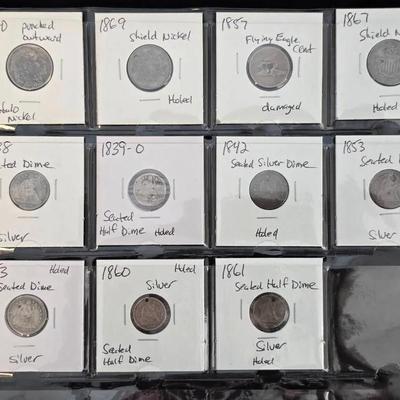 11 Old US Type Coins, 7 Silver 