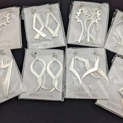 8 Pairs of Sterling Silver Earrings