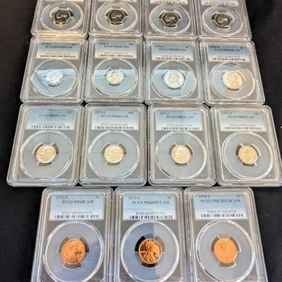 15 PCGS Graded Proof Nickels, Dimes, & Lincoln Cents