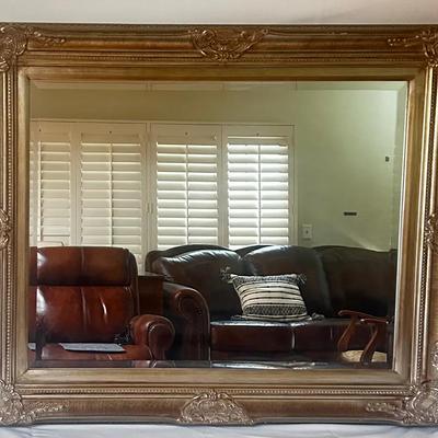 Old Ornate Wood Carved Gold Mirror