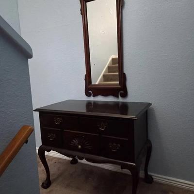 Vintage to Antique Queen Anne Lowboy & Mirror 