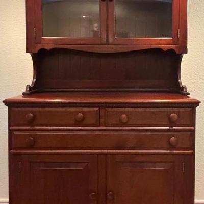 Two-Piece Early American Colonial Revival Hutch