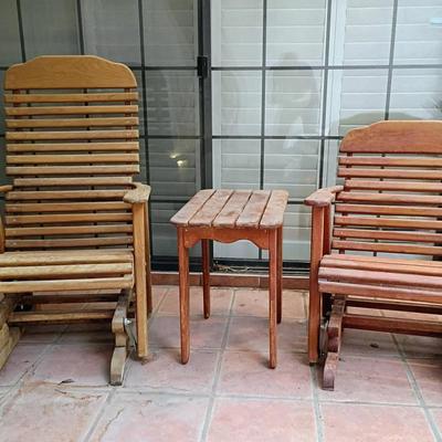 Two Teak Chairs And Table