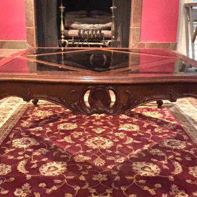 Vintage French Provincial Glass Top Coffee Table