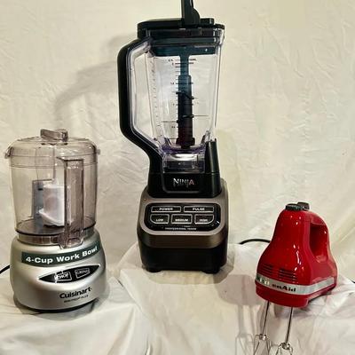 Cuisinart Food Processor, Ninja Blender, and Kitchen Aid Hand Mixer