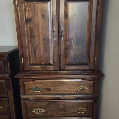 Small Walnut Finish Armoire 