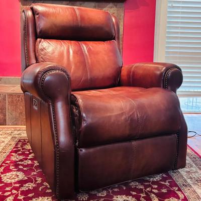 Chestnut Brown Leather Power Recliner